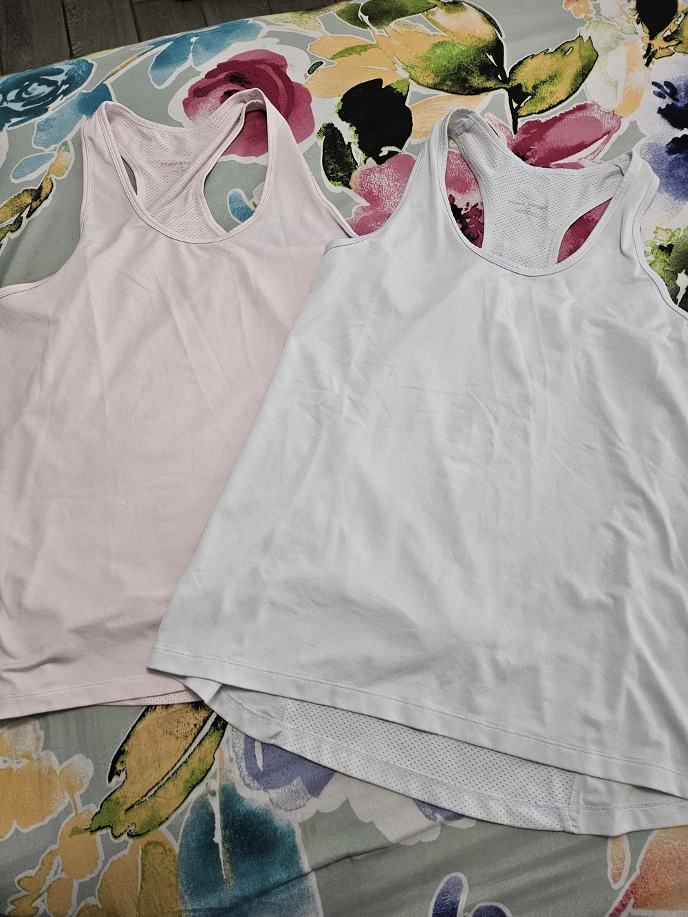 Tory Sport Duo Racerback Tank Tops in Gray and Light Pink